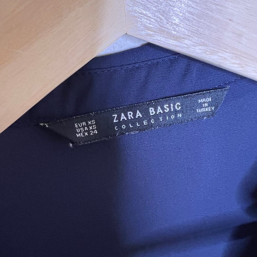 Zara Basic Collection Navy Sheer Long Sleeve Back… - image 2